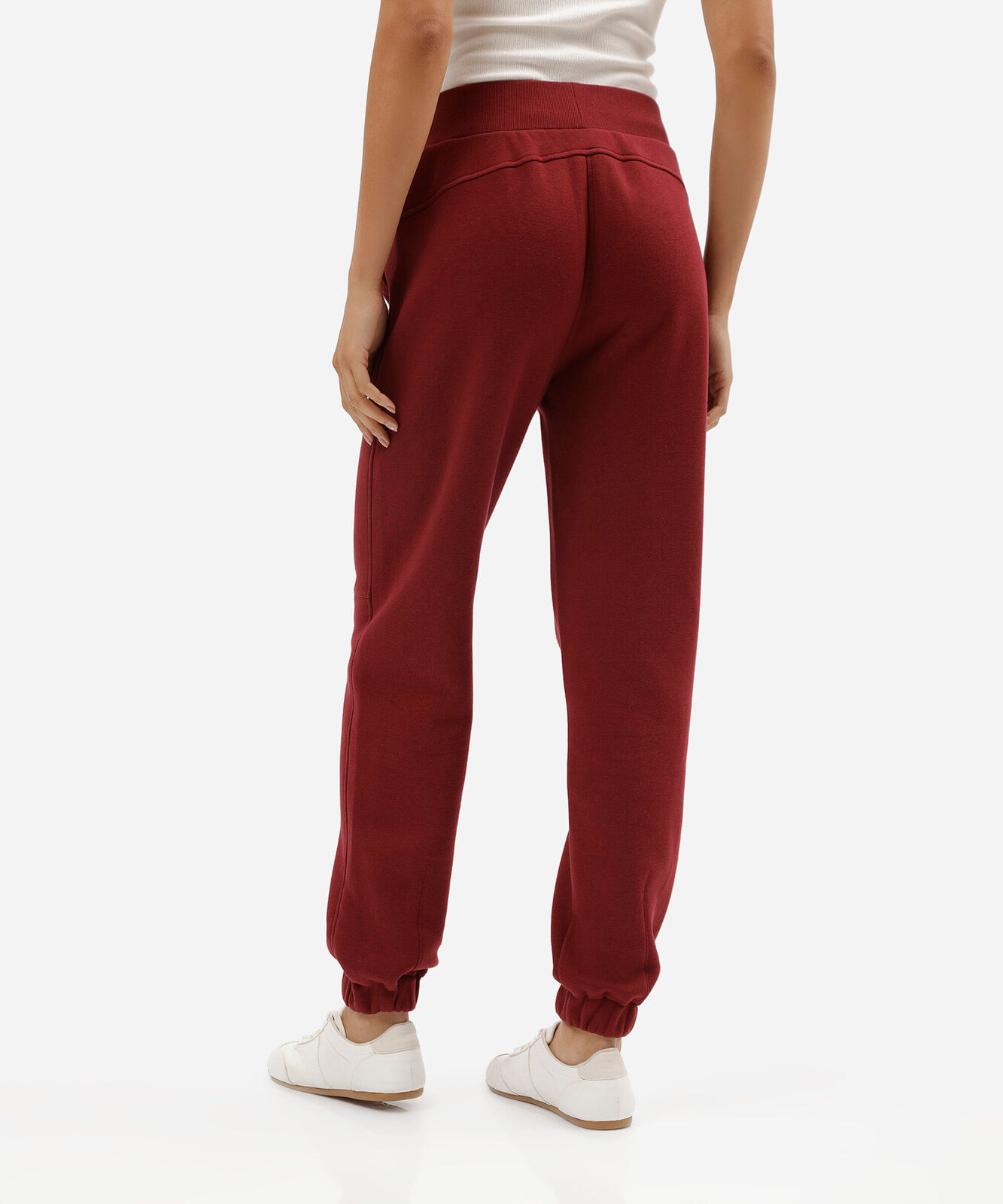 calça jogger feminina de moletom cós elástico vinho