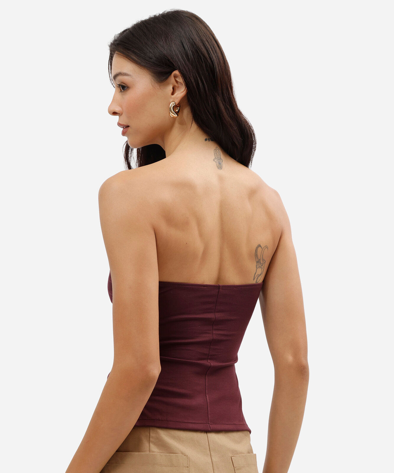 blusa peplum feminina sem alça vinho