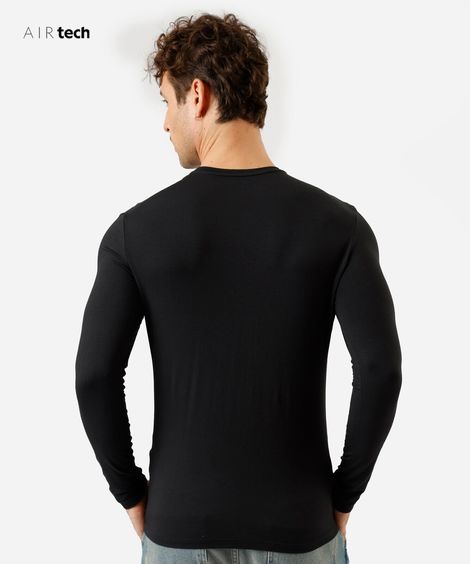 camiseta slim fit masculina manga longa AIRtech preta