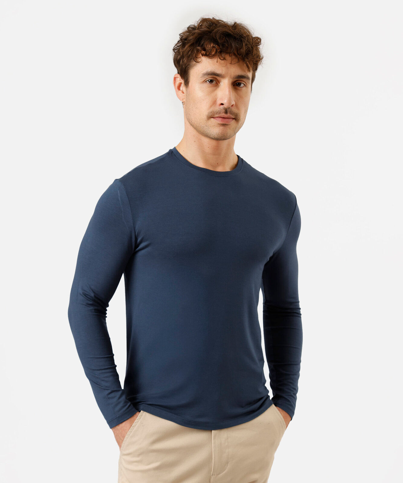 camiseta slim fit masculina manga longa AIRtech azul