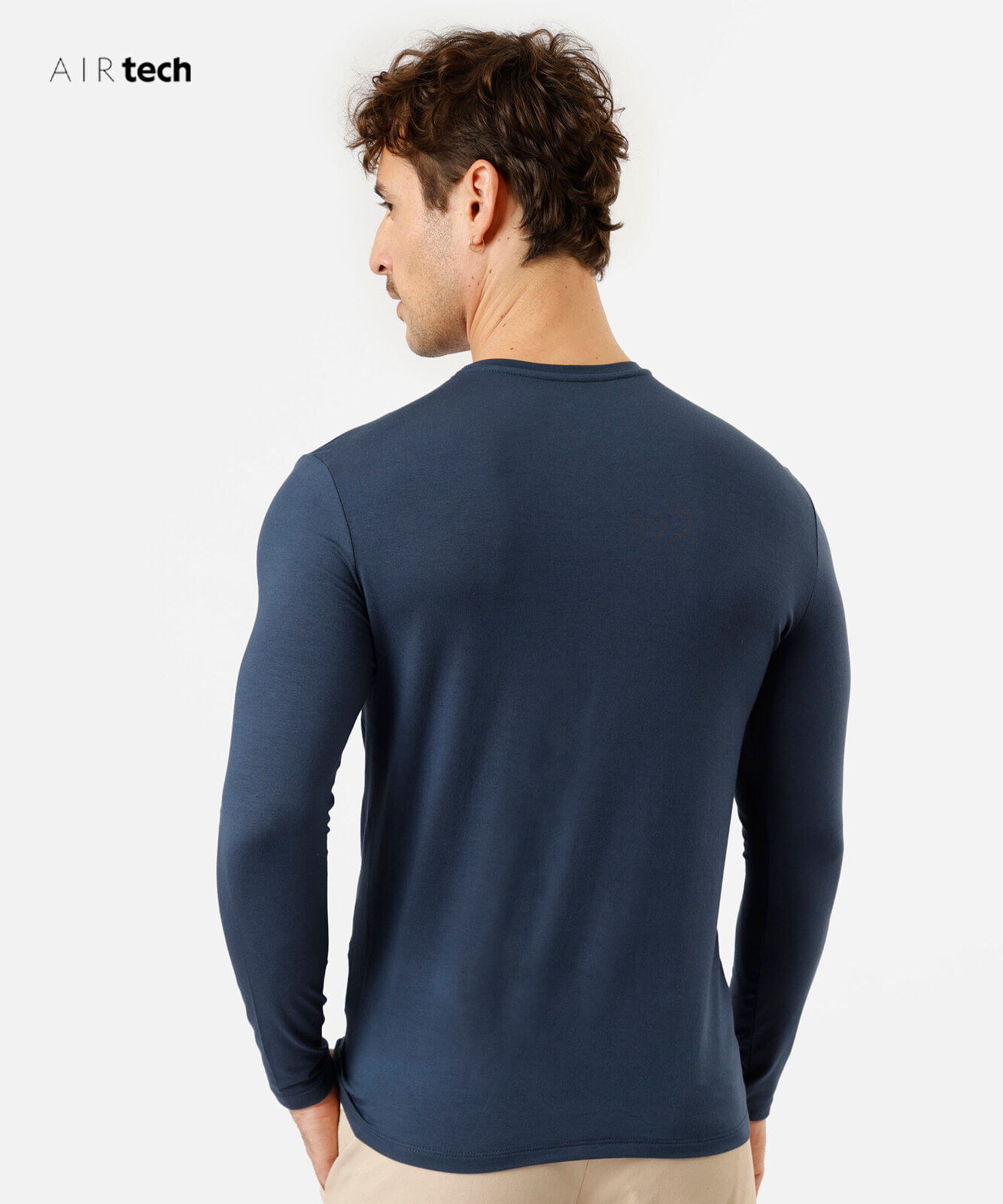 camiseta slim fit masculina manga longa AIRtech azul