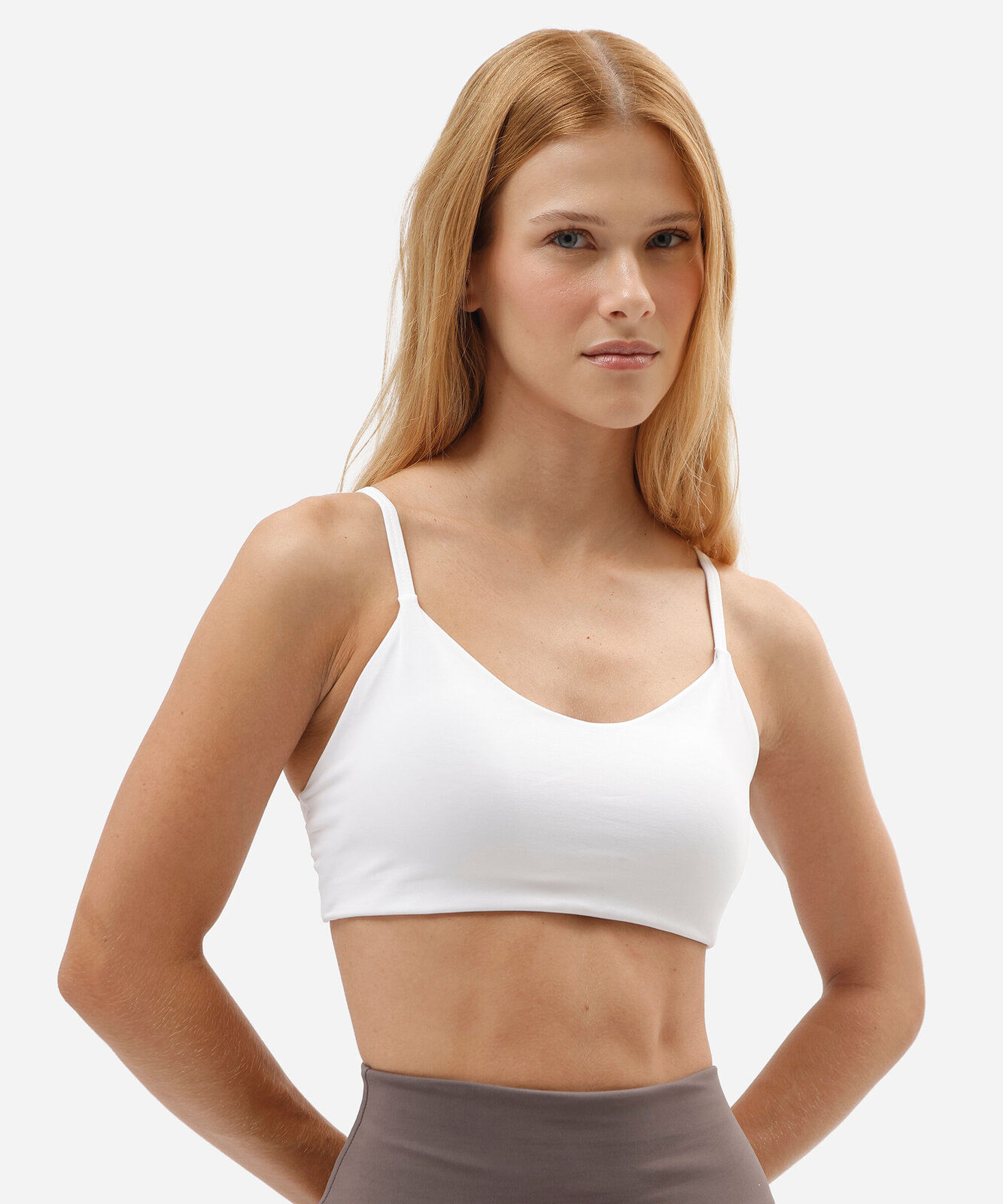 top alça fina bojo removível esportivo branco