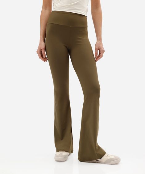 calça legging flare esportiva feminina de poliamida verde