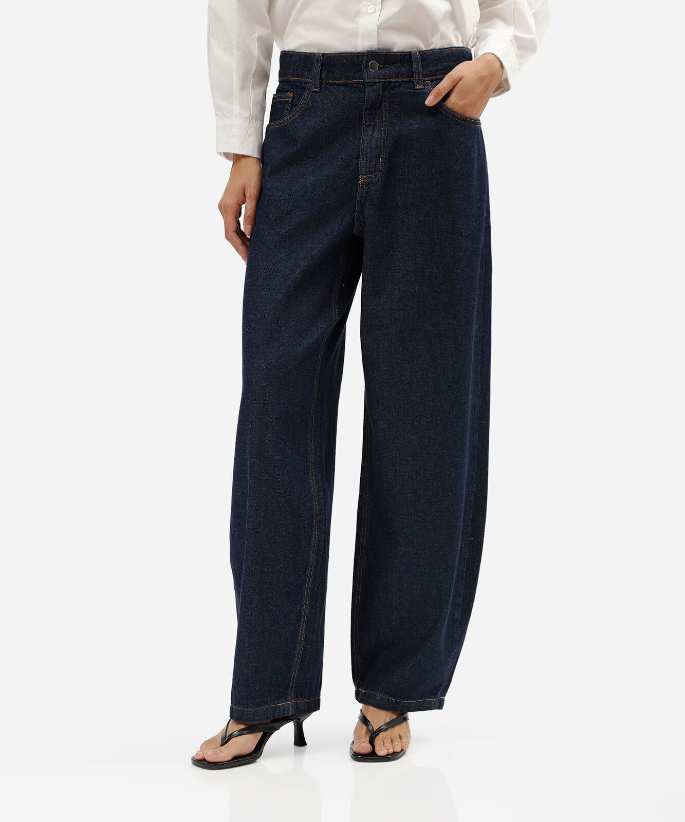 calça balloon feminina jeans cintura baixa azul