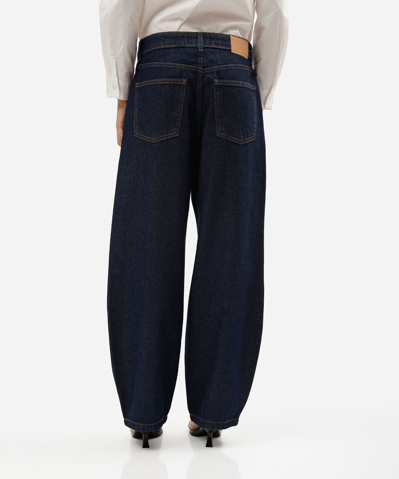 calça balloon feminina jeans cintura baixa azul