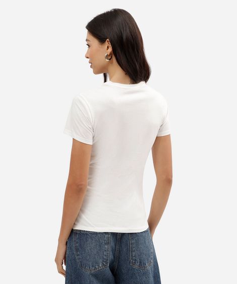 camiseta feminina de algodão manga curta one piece off white