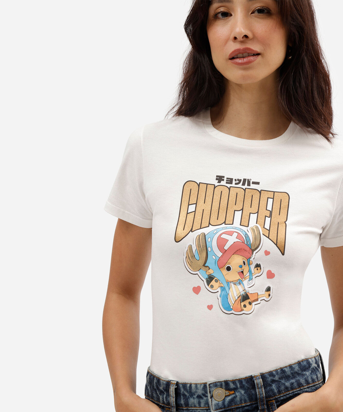 camiseta feminina de algodão manga curta one piece off white