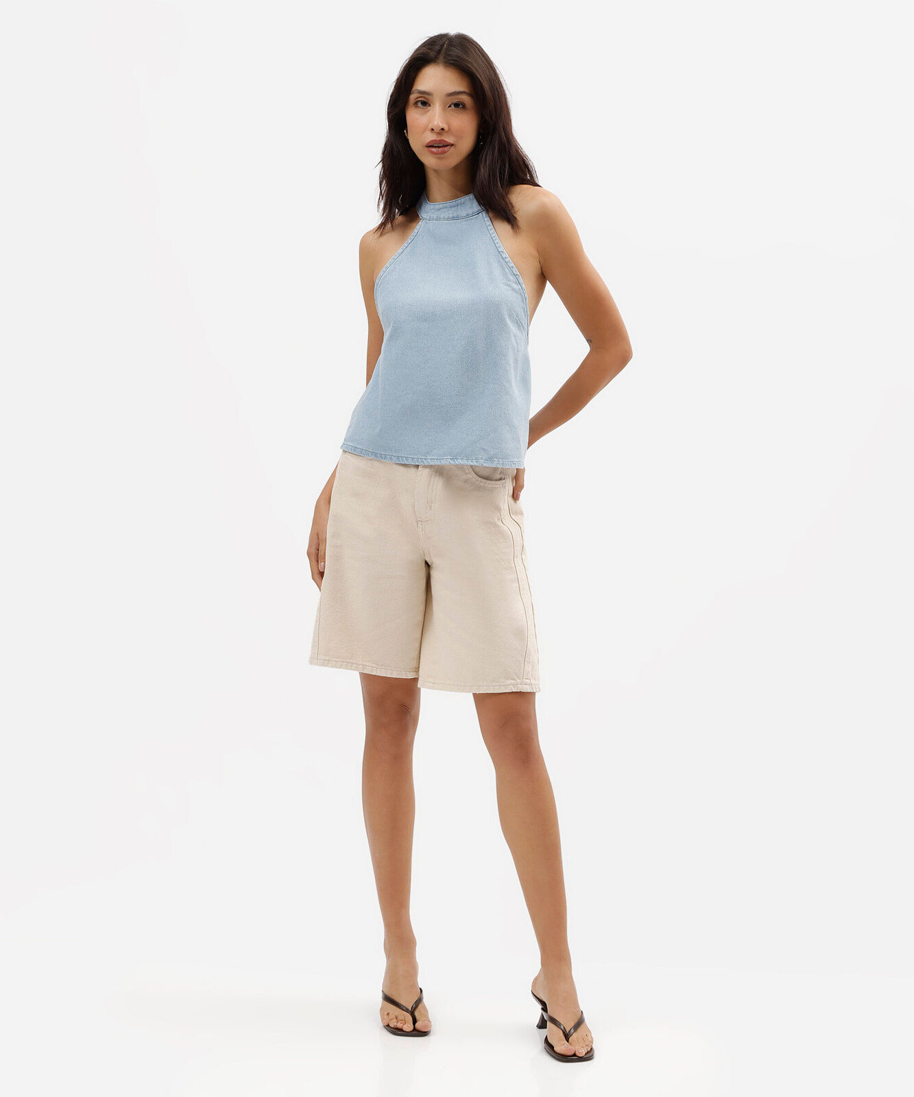 blusa frente única feminina jeans azul