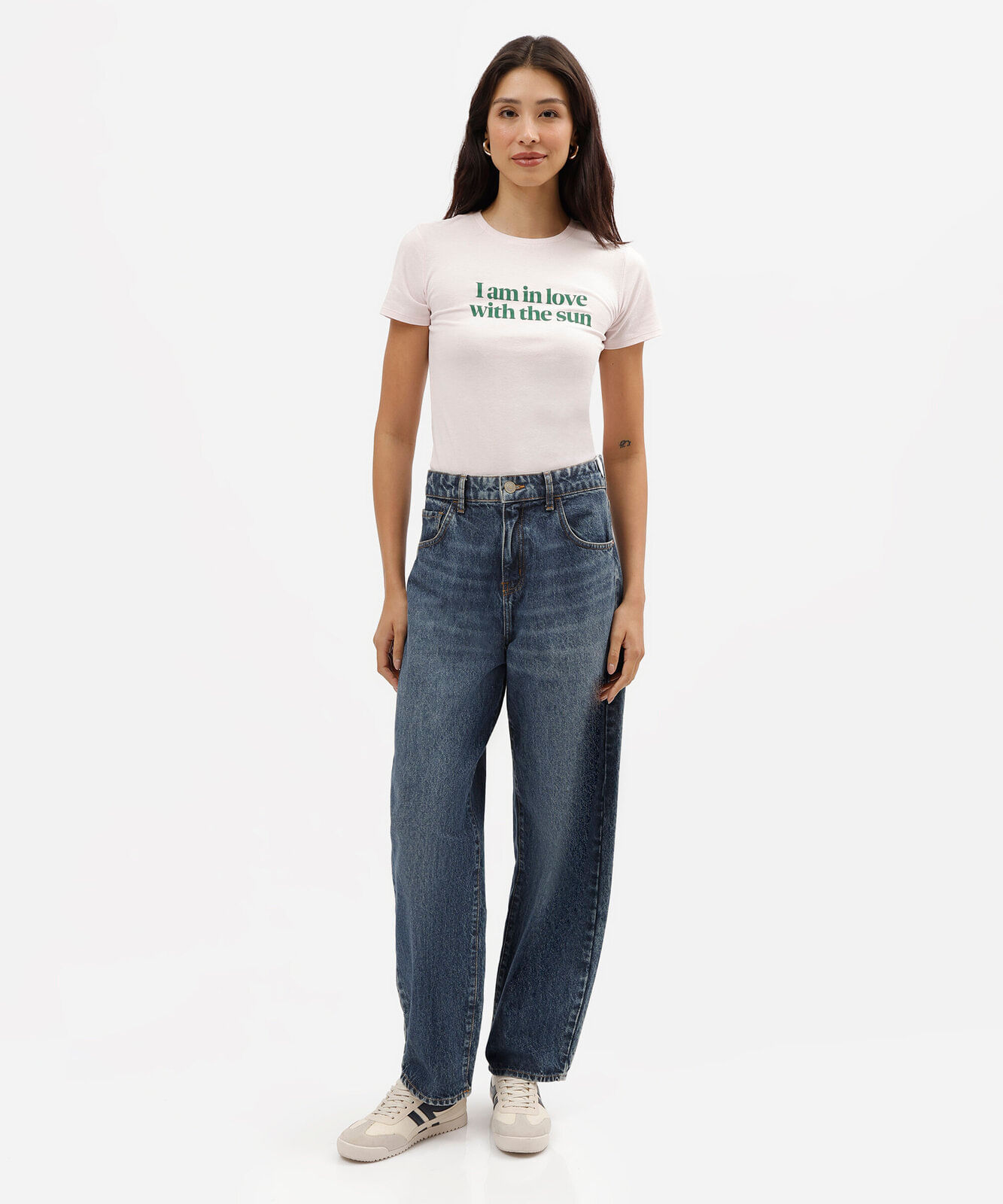 camiseta feminina de algodão manga curta estampada rosa