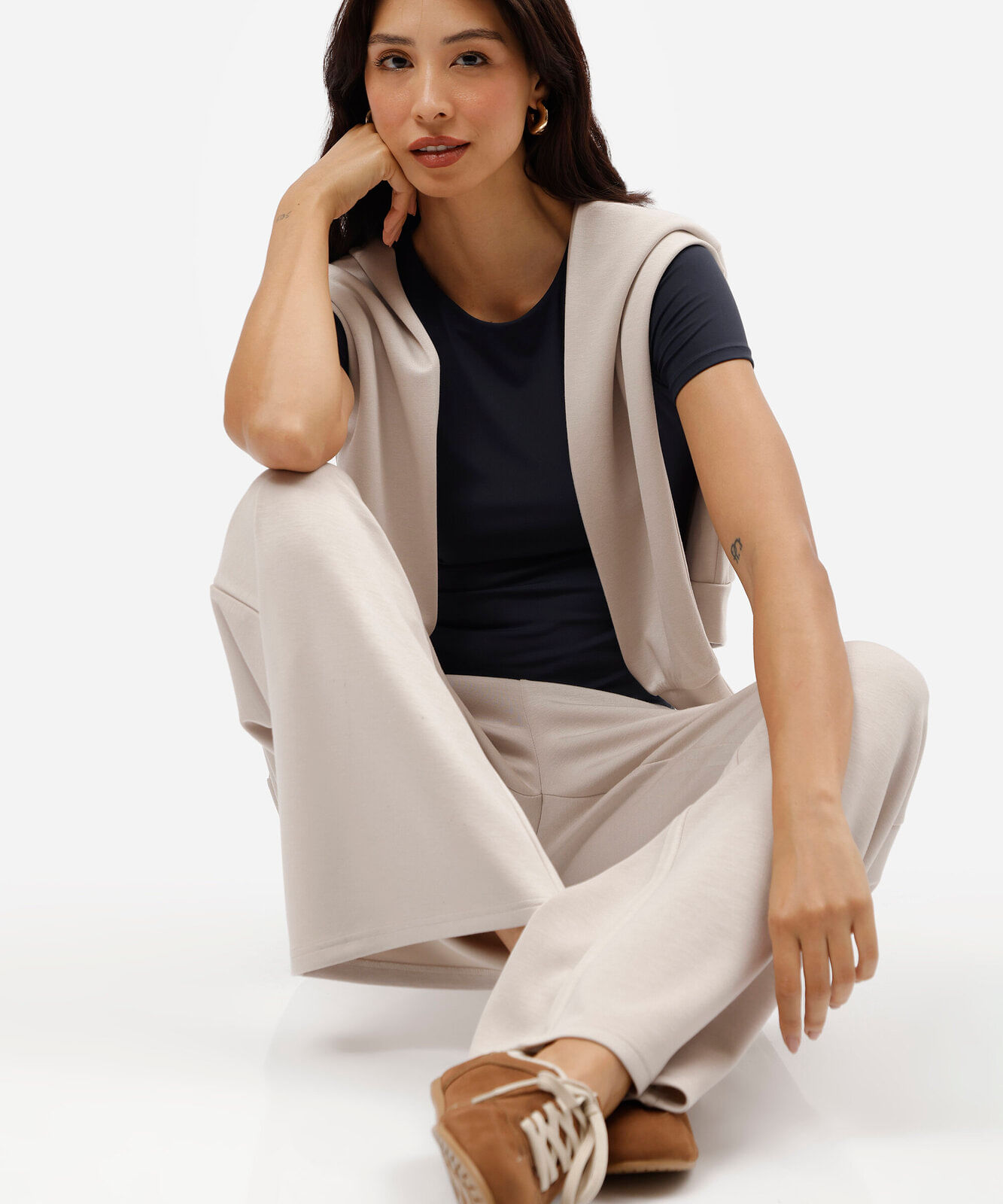 blusa feminina de poliamida manga curta azul