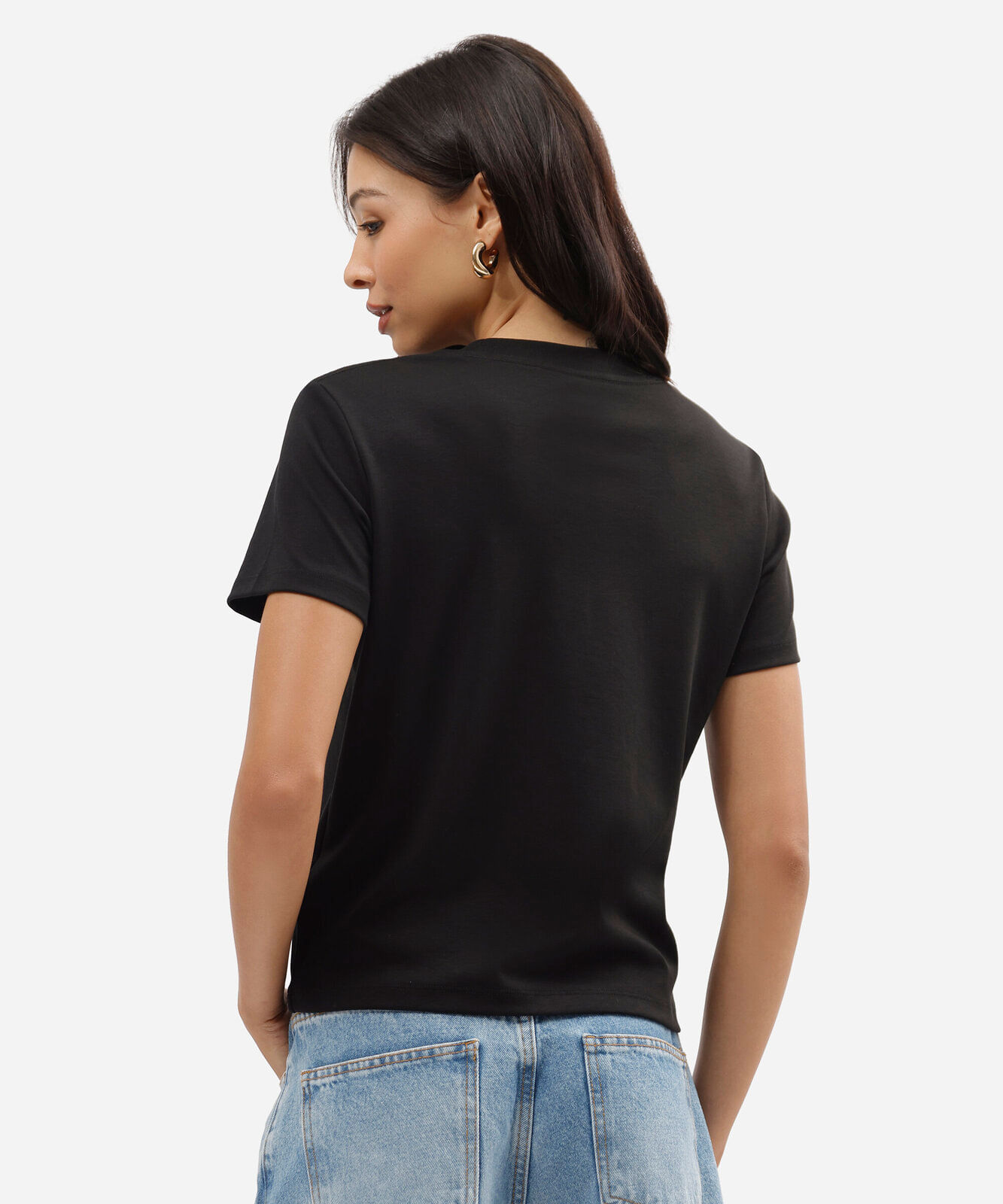 camiseta feminina de algodão peruano manga curta kuromi preta