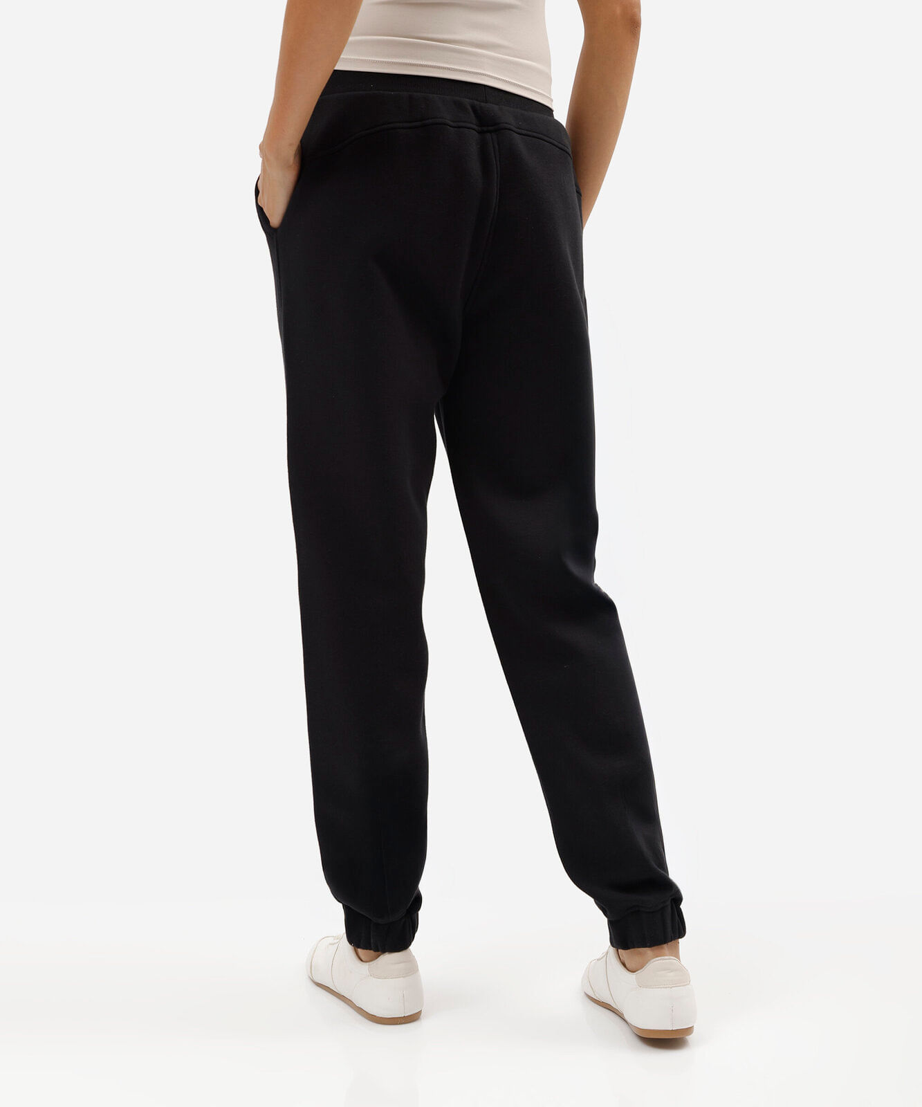calça jogger feminina de moletom cós elástico preta