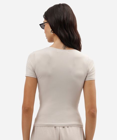 blusa feminina de poliamida manga curta cinza
