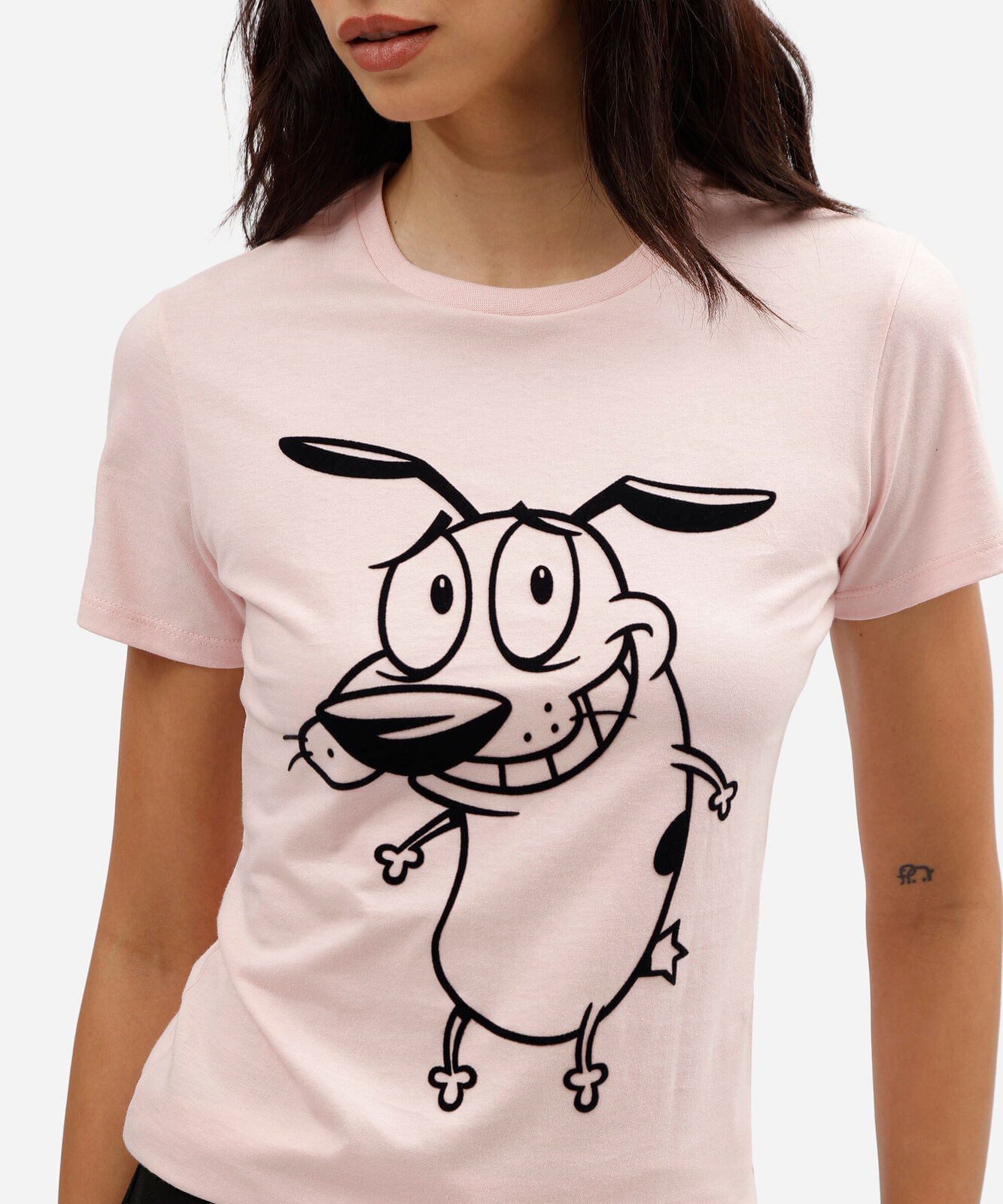 camiseta feminina de algodão manga curta coragem rosa