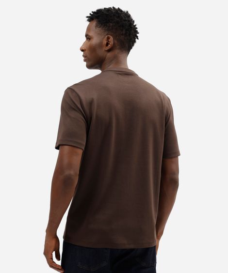 polo masculina de algodão peruano com zíper marrom
