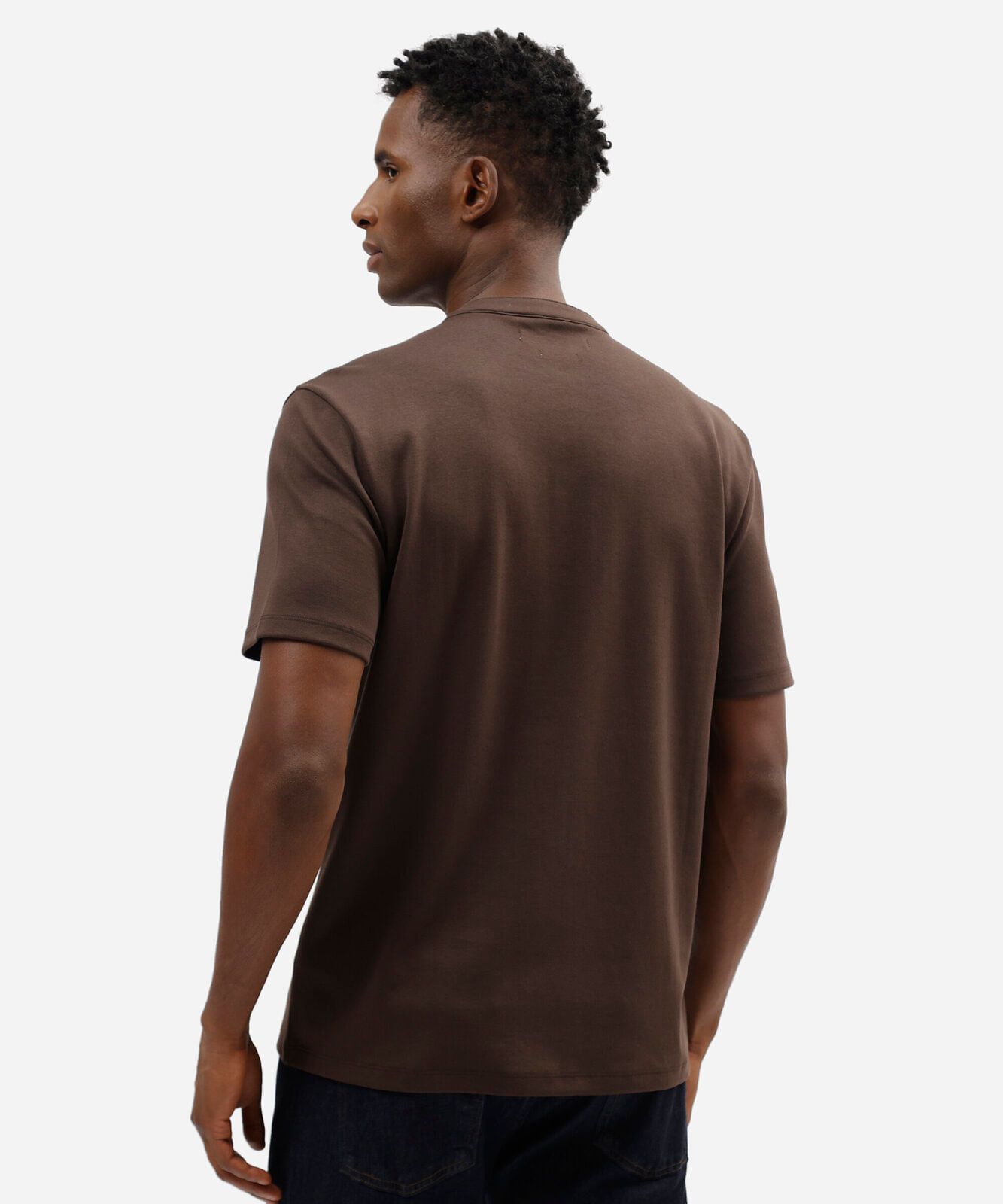 polo masculina de algodão peruano com zíper marrom