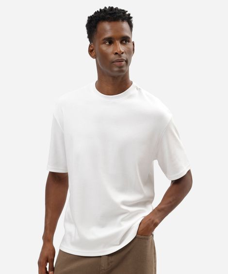 camiseta masculina de algodão peruano manga curta branca