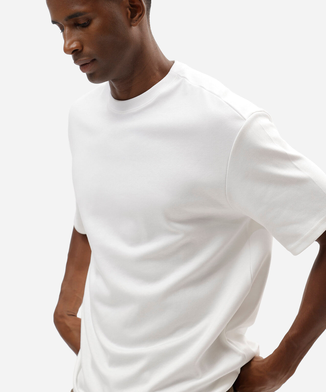 camiseta masculina de algodão peruano manga curta branca