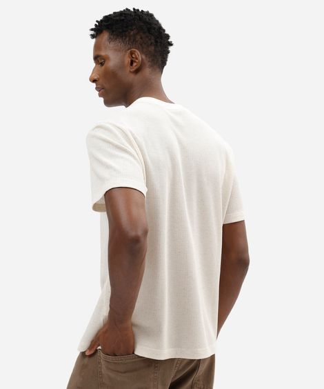 camiseta masculina manga curta texturizada bege