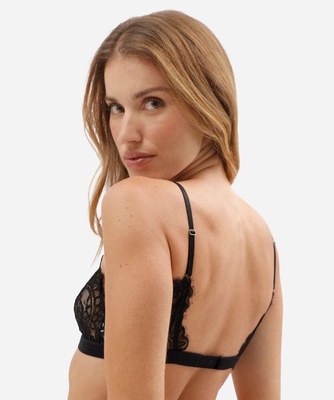 sutiã triângulo feminino de renda floral preto
