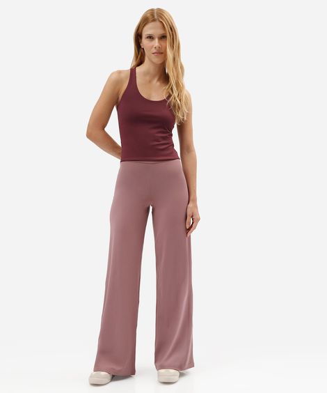 calça wide leg esportiva feminina de poliamida rosa