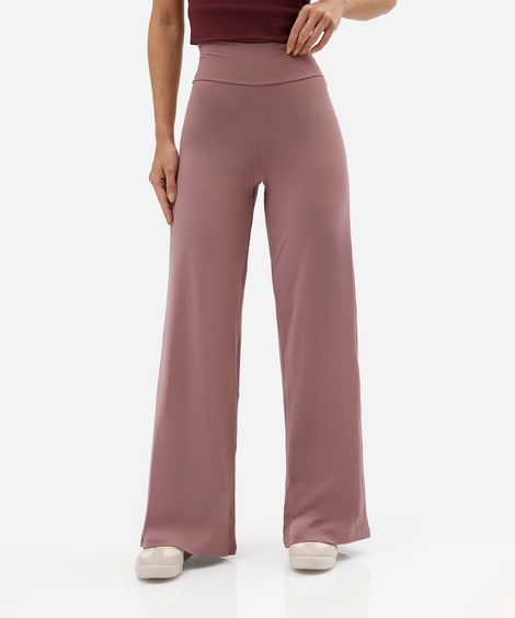 calça wide leg esportiva feminina de poliamida rosa