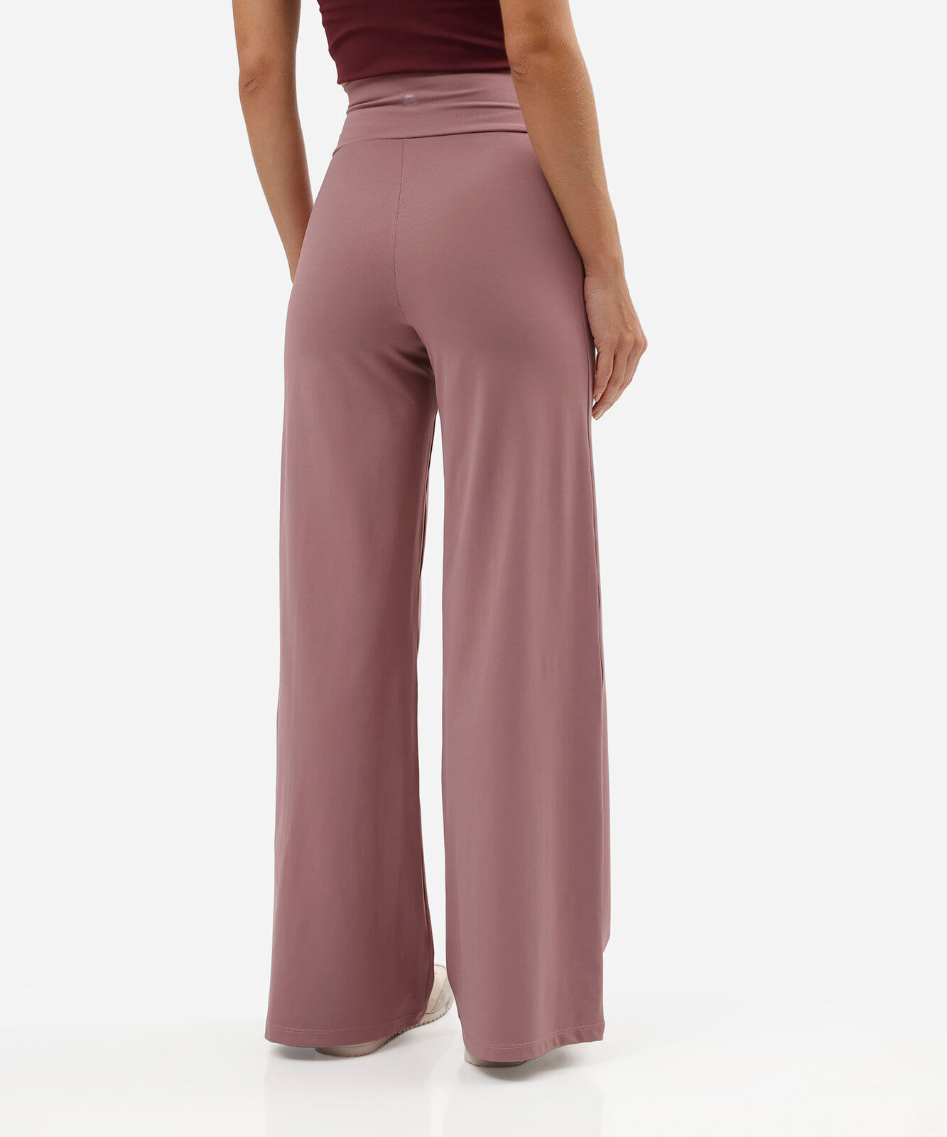 calça wide leg esportiva feminina de poliamida rosa