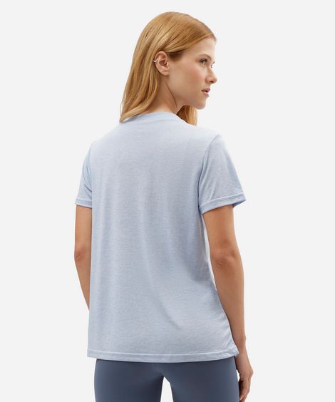 blusa esportiva feminina decote v manga curta azul