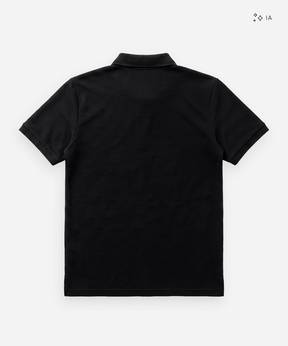 camisa polo comfort masculina em malha texturizada preta