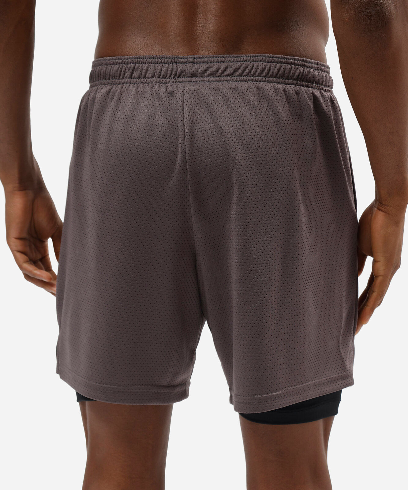 bermuda esportiva masculina 2 em 1 em malha cinza