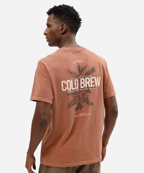 camiseta masculina de algodão manga curta estampada laranja