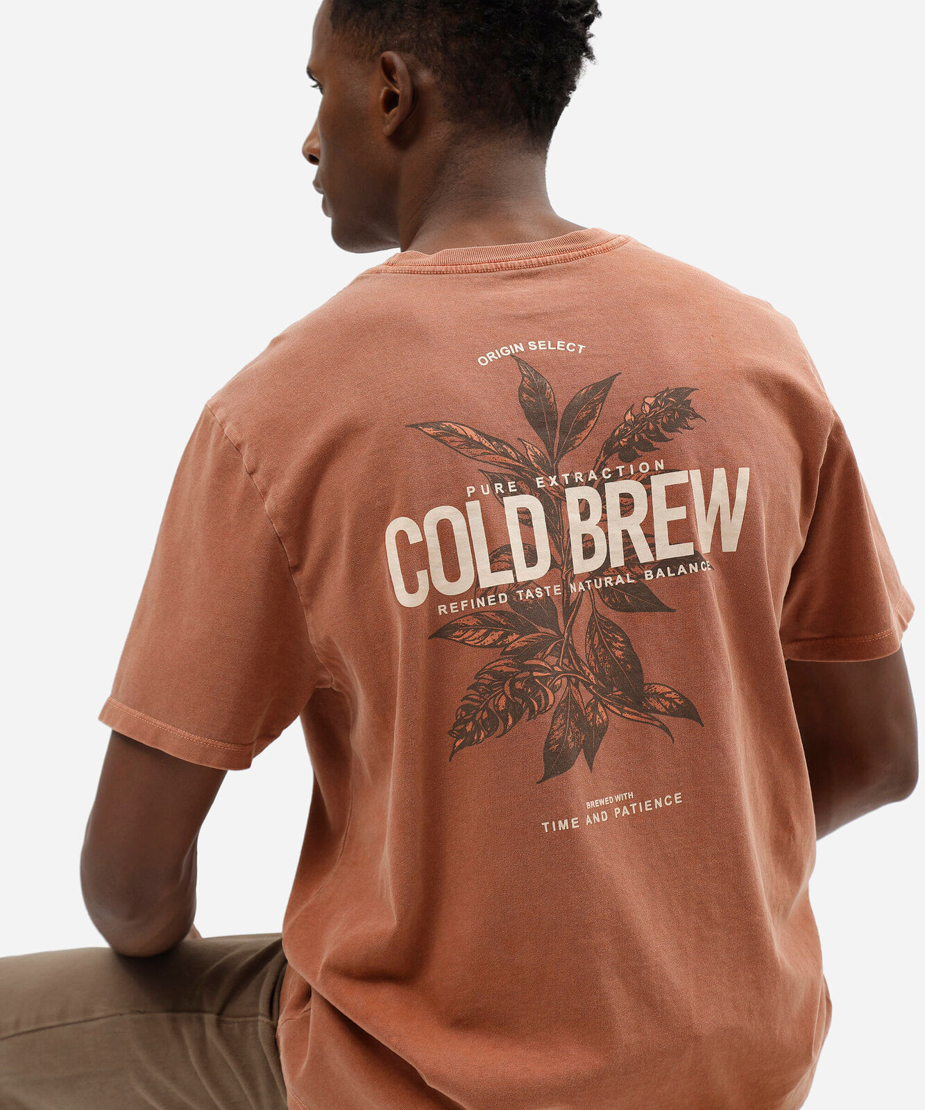 camiseta masculina de algodão manga curta estampada laranja