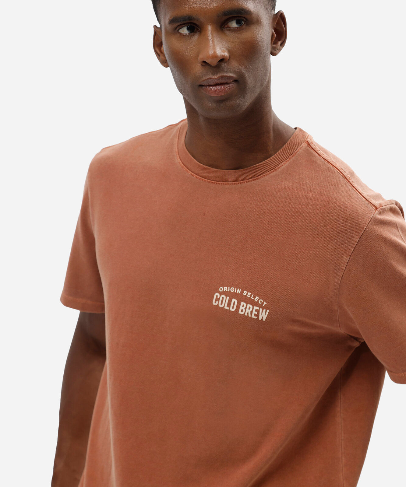 camiseta masculina de algodão manga curta estampada laranja