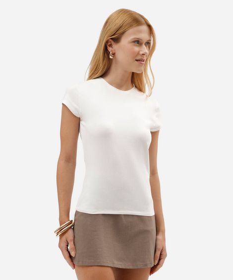 blusa básica feminina de algodão off white