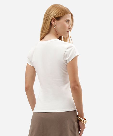 blusa básica feminina de algodão off white