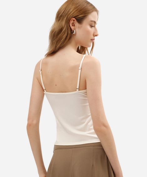 regata alça fina feminina com renda off white