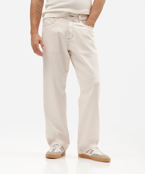 calça jeans masculina wide leg de sarja off white