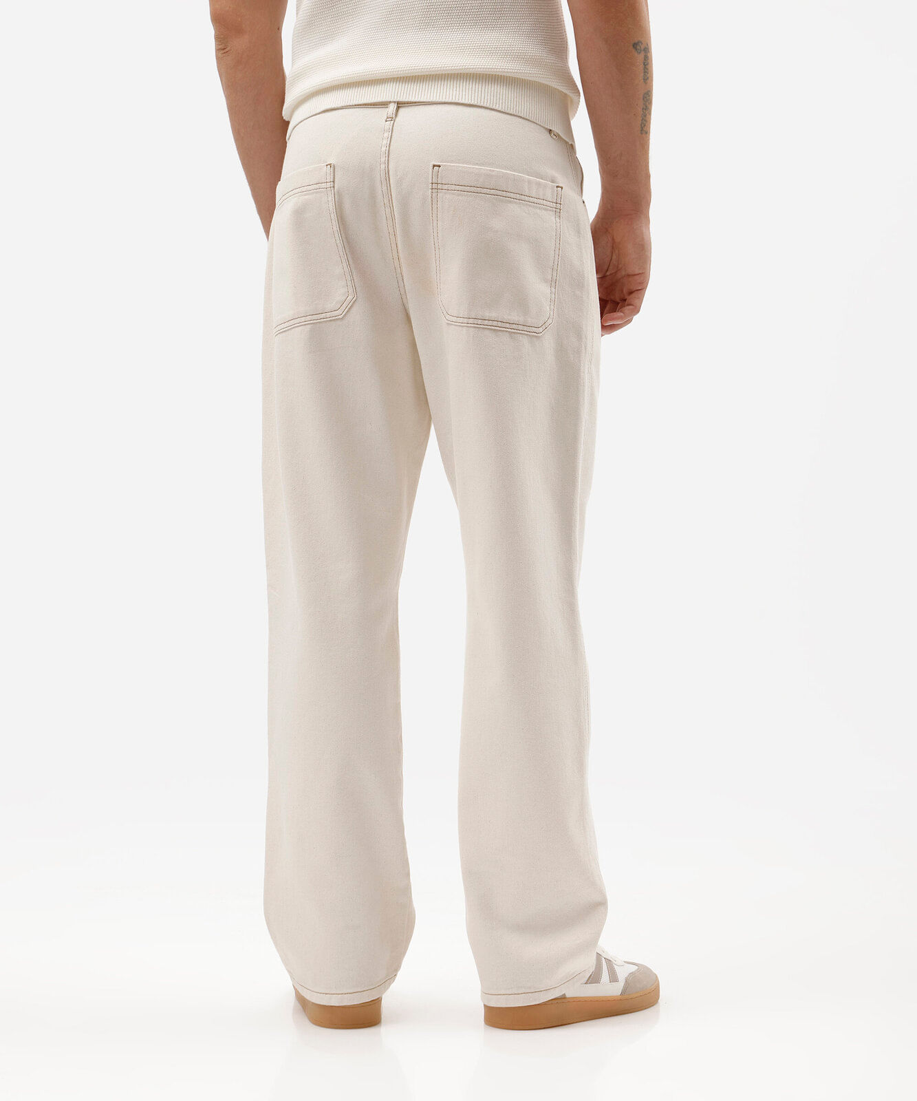 calça jeans masculina wide leg de sarja off white