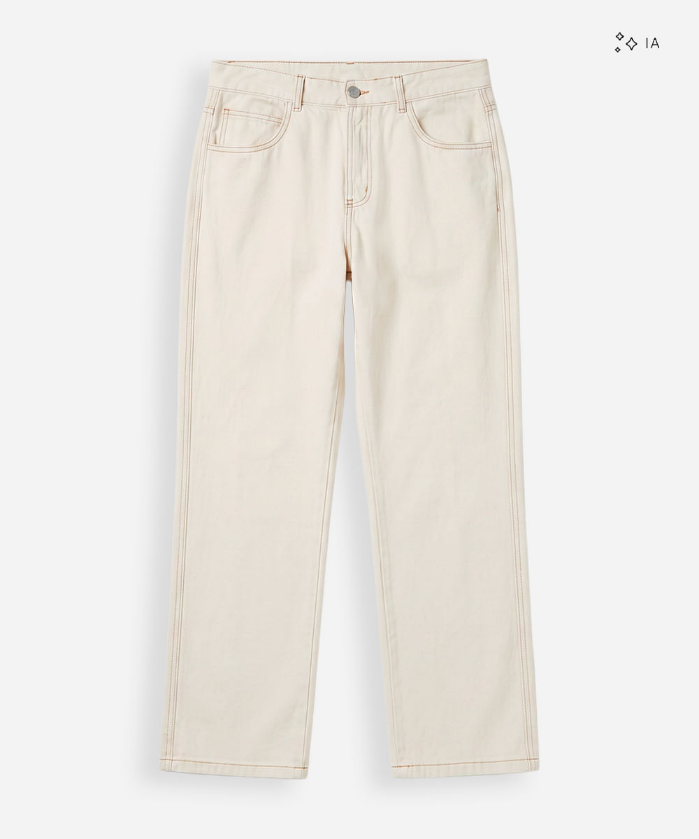 calça jeans masculina wide leg de sarja off white