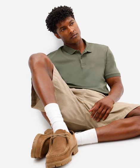 polo masculina de algodão peruano manga curta verde