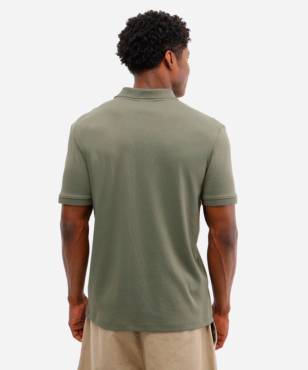 polo masculina de algodão peruano manga curta verde