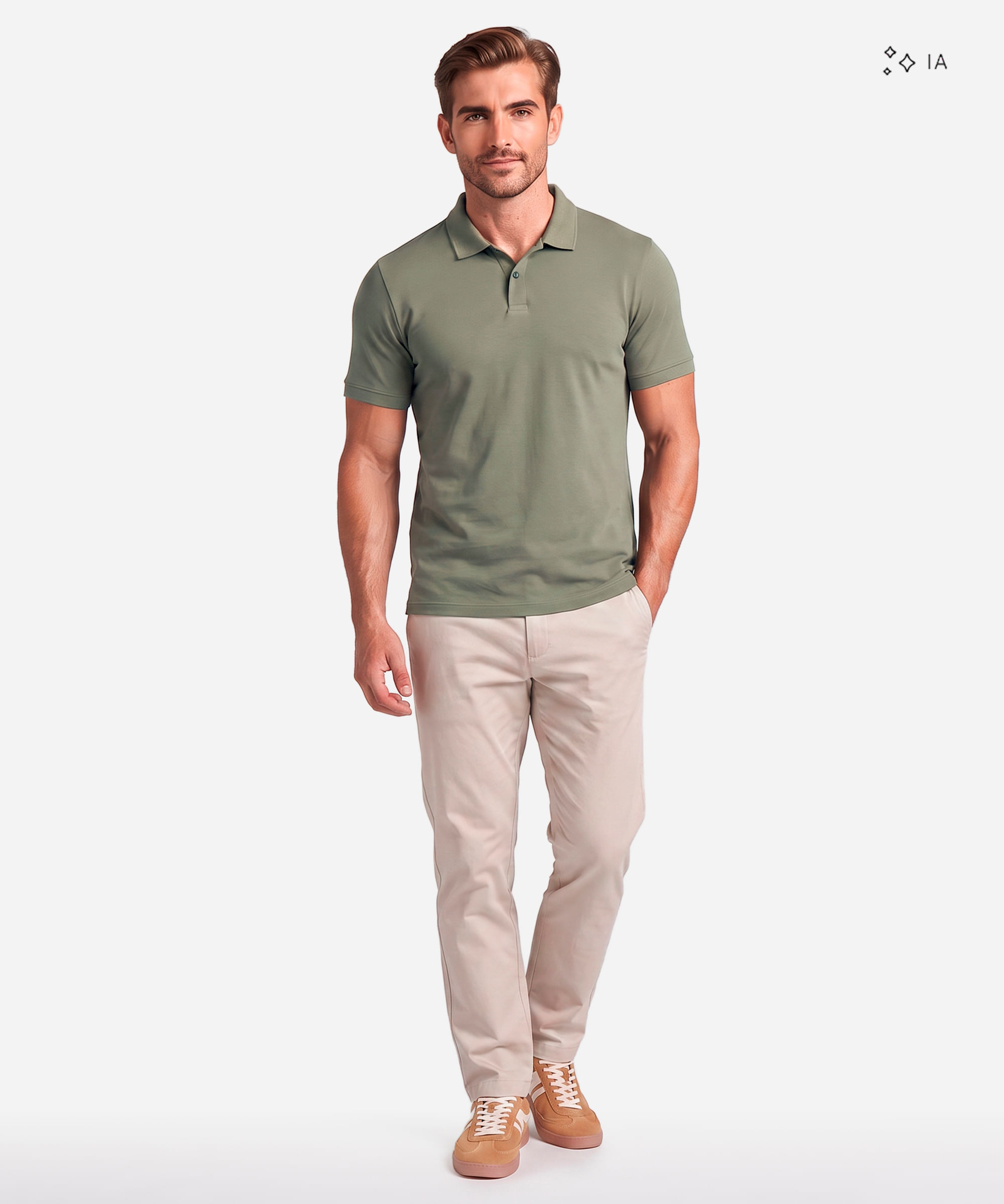 polo masculina de algodão peruano manga curta verde