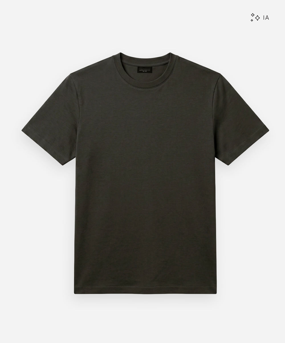 camiseta slim fit masculina de algodão peruano manga curta verde