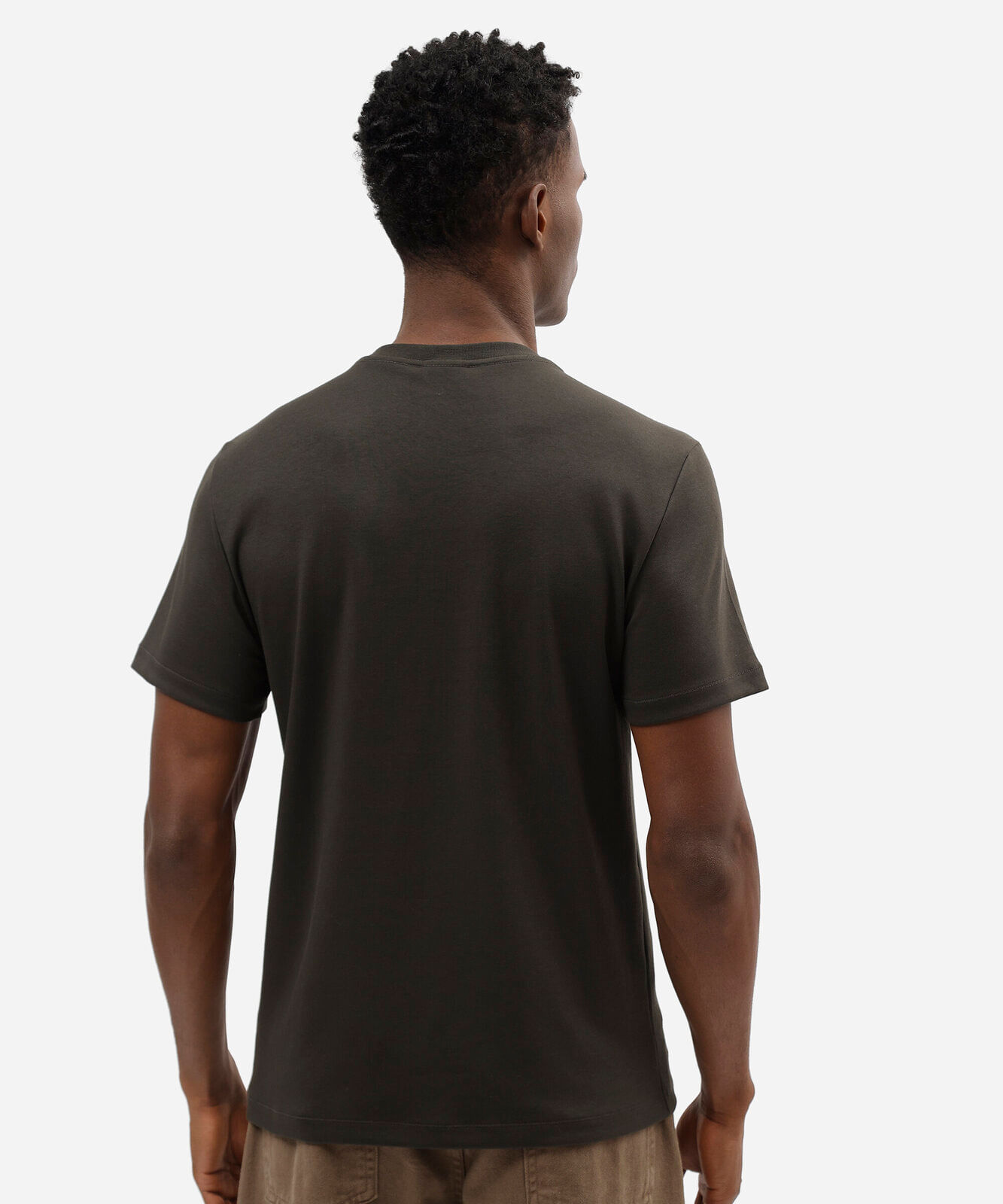 camiseta slim fit masculina de algodão peruano manga curta verde