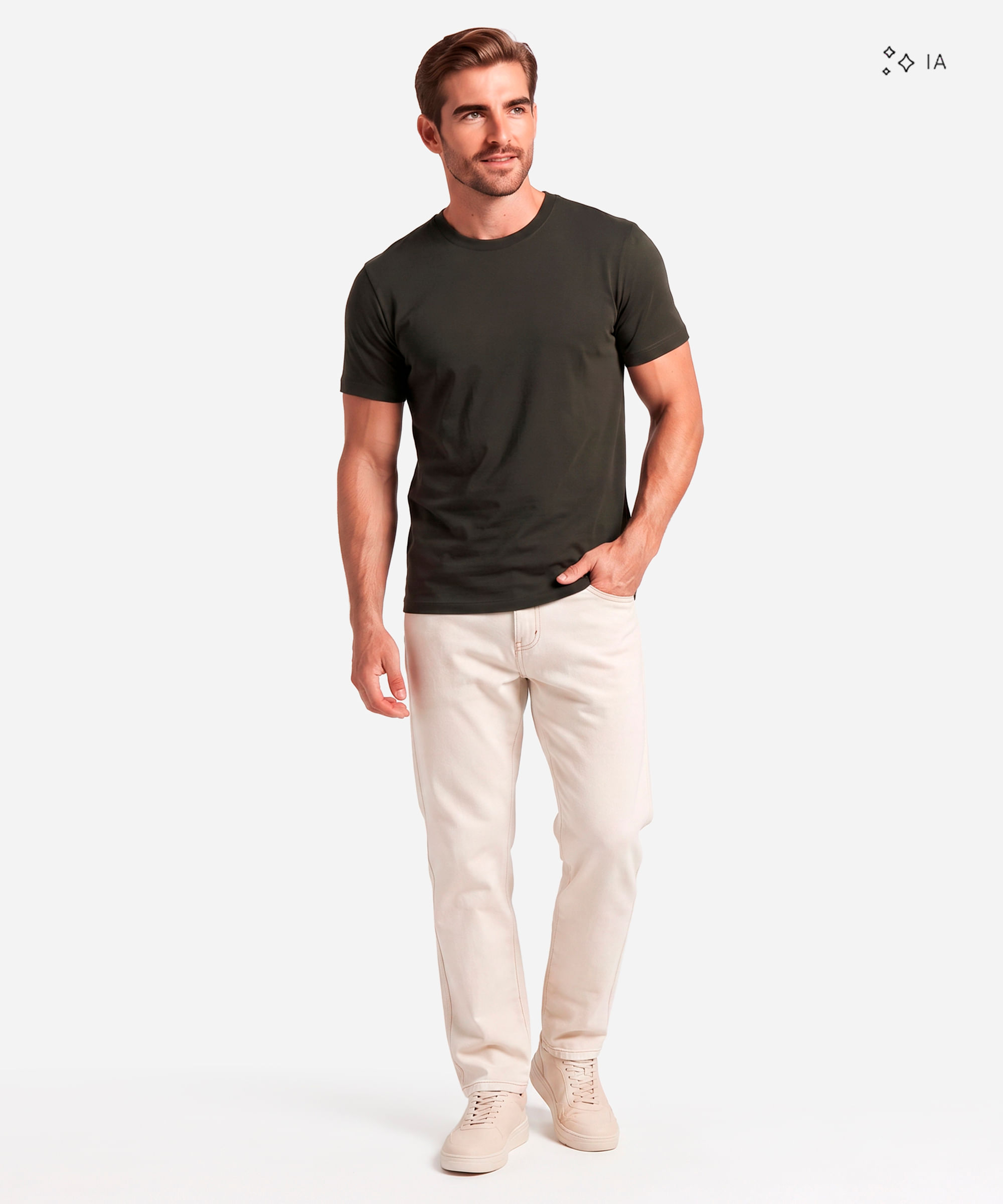 camiseta slim fit masculina de algodão peruano manga curta verde
