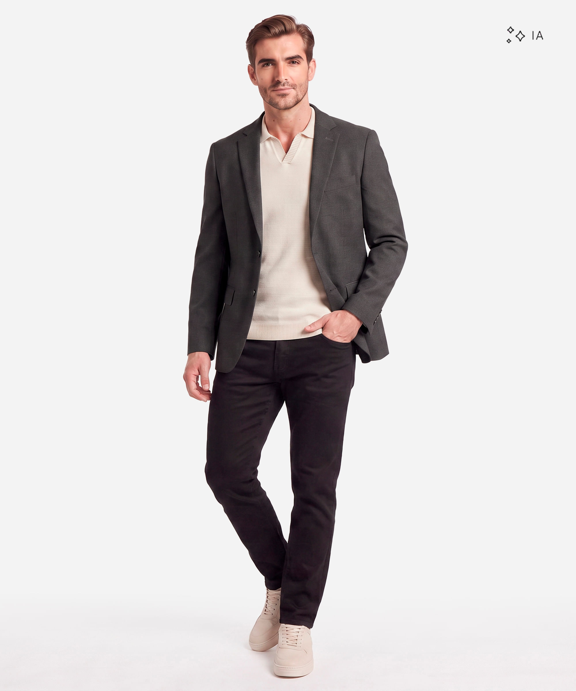 blazer de alfaiataria masculino com bolsos cinza