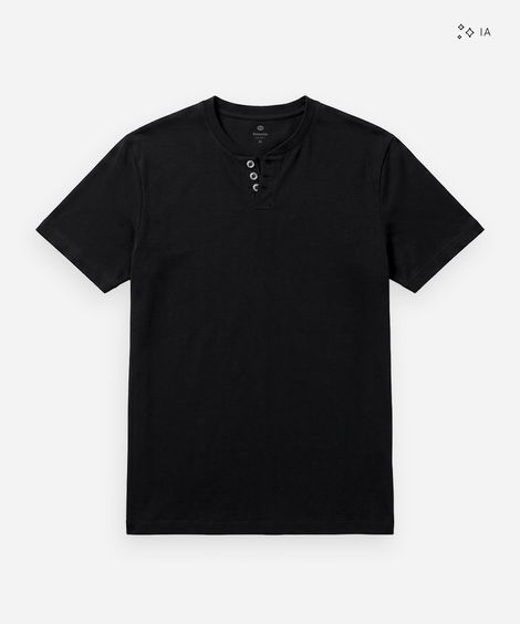 camiseta básica manga curta gola portuguesa - preto