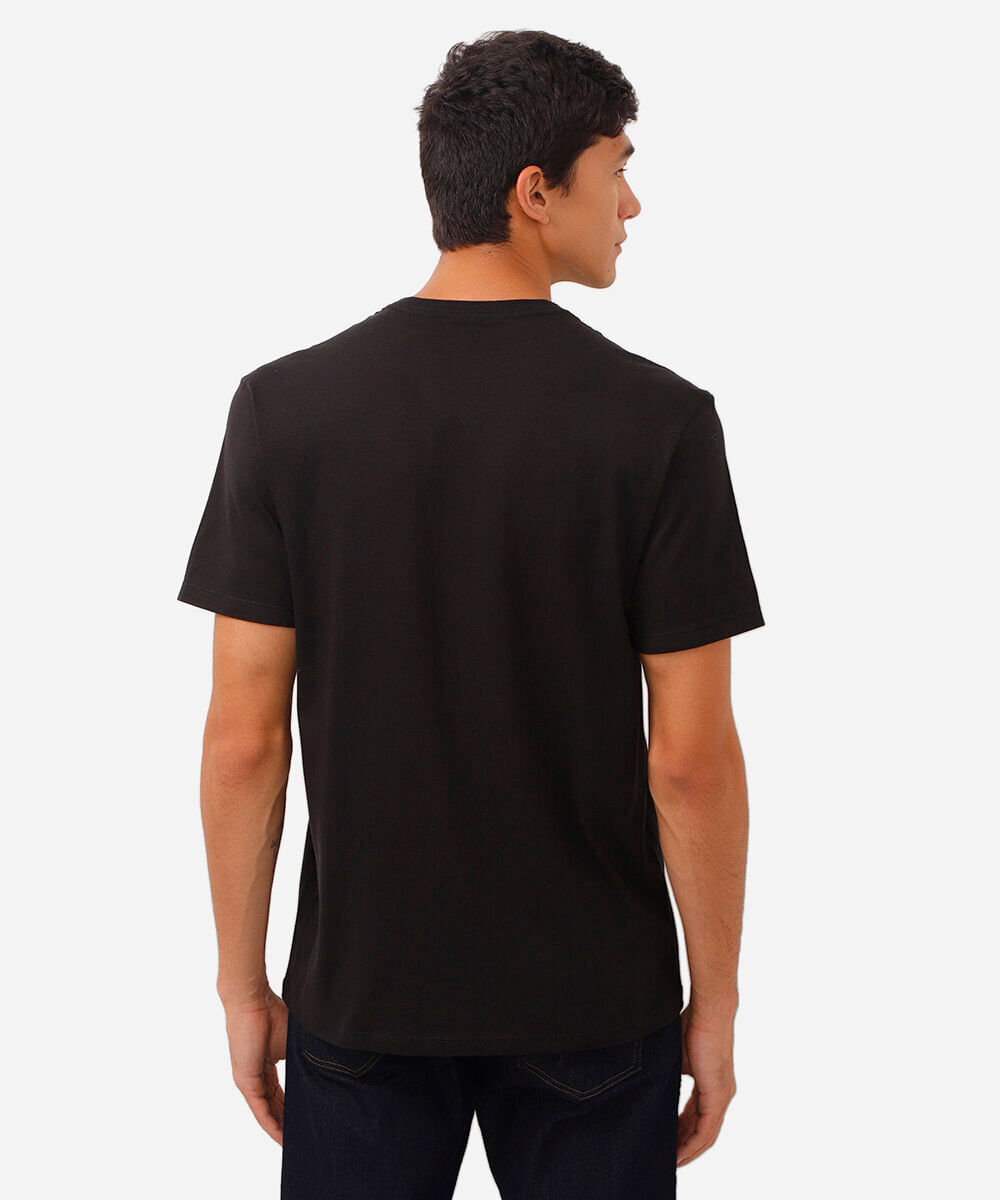 camiseta básica manga curta gola portuguesa - preto