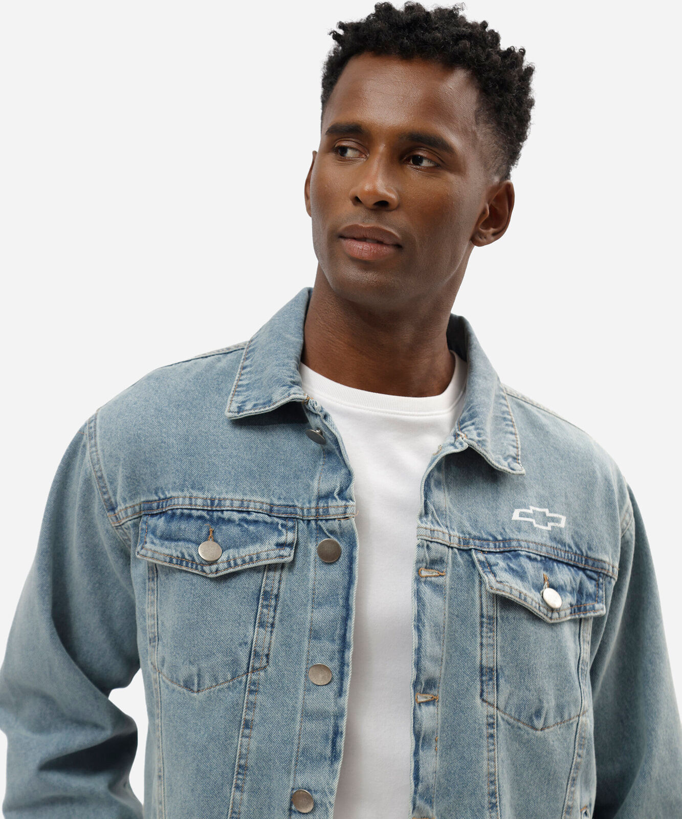 jaqueta masculina jeans chevrolet azul