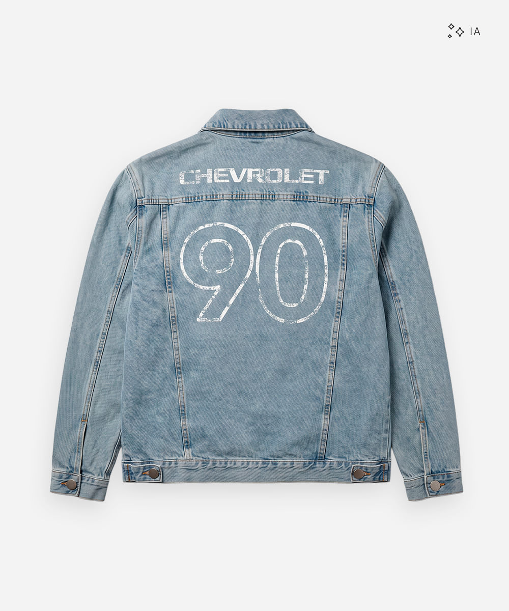 jaqueta masculina jeans chevrolet azul